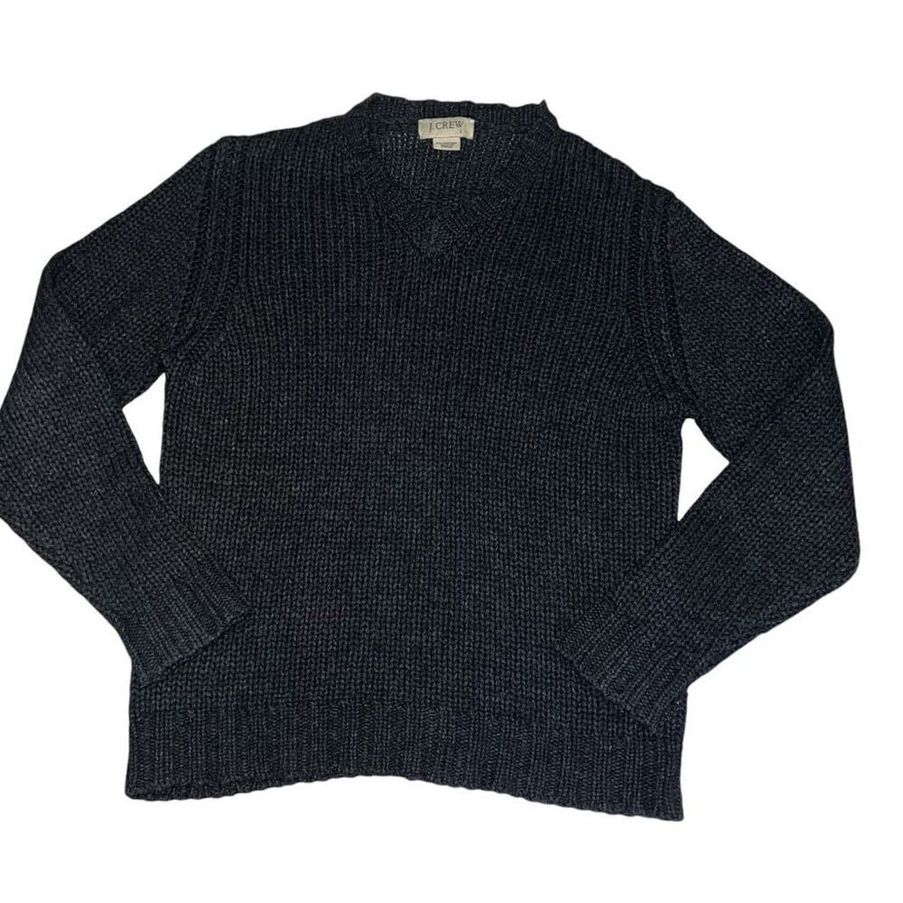 J CREW Dark Grey Lambswool Blend Knitted Sweater Size L
